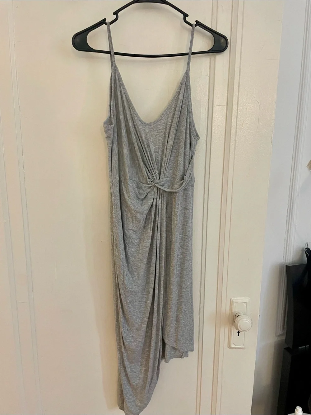 Lightweight Gray Knot-Front Slip Dress